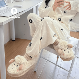 Chausson polaire mouton rigolo antidérapant