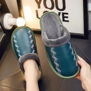 Chausson polaire cuir véritable chaud